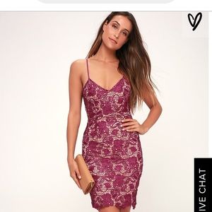Lulus Back to You Magenta Lace Bodycon Dress